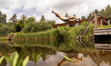 Our natural swimming pond at the wellness hotel, Bavaria